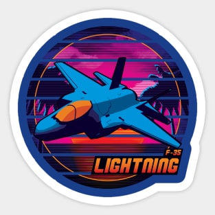 Neon Retro F-35 Lightning Sticker